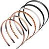 LOPHE Cerchietto Capelli in Plastica Nero, 6 Pezzi 8mm Cerchietto Nero, Cerchietto Sottile Capelli con i Denti Cerchietti, Bellezza Fasce di Plastica per Capelli Uomo e Donna, Ambra