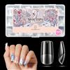 AZUREBEAUTY 600 Pezzi Tip in Gel Unghie, 15 Taglie Tip Unghie Ricostruzione, Unghie Finte Copertura Completa, Gel Tips Unghie Quadrate per Salone Manicure, Nail Art Principiante- Corto Quadrate