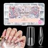 AZUREBEAUTY 600 Pezzi Tip in Gel Unghie, 15 Taglie Tip Unghie Ricostruzione, Unghie Finte Copertura Completa, Gel Tips Unghie Quadrate per Salone Manicure, Nail Art Principiante- Quadrate