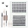 Natuhana Ciglia Finte Ciuffetti,168 PCS Ciglia Extension Kit 10-16mm Misto Naturali 0.07mm,DIY Eyelash Extension Cluster con Pinzette e Colla