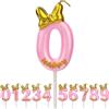 AOMIG Candeline Compleanno Numeri, Candele di Compleanno Candela Numeri con Fiocco Carino, Candela Numero Candeline Compleanno Particolari, Candele Decorazione di Topper Torta(0)