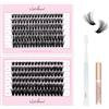 Natuhana Ciglia Finte Ciuffetti, 240 PCS Ciglia Extension Kit 8-16mm Misto Naturali 0.07mm, DIY Eyelash Extension Cluster con Pinzette e Colla(80P+100P, Nero, 8-16mm)
