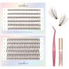 Natuhana Ciglia Finte Ciuffetti, 240 PCS Ciglia Extension Kit 8-15mm Misto Naturali 0.07mm, DIY Eyelash Extension Cluster con Pinzette e Colla(20P, Marrone, 8-15mm)