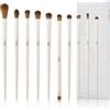 Jessup pennelli occhi Pennelli trucco Set di pennelli precisione vegani professionale 10 pezzi ombretto polvere sfumatura eyeliner Miscelazione evidenziatore Capelli sintetici puri T330