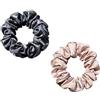 Townssilk Elastici per capelli in 100% pura seta di gelso, 22 momme, per la cura dei capelli, lussuosi, elastici, grigio scuro e rosa, a righe, 2 pezzi