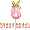 AOMIG Candeline Compleanno Numeri, Candele di Compleanno Candela Numeri con Fiocco Carino, Candela Numero Candeline Compleanno Particolari, Candele Decorazione di Topper Torta(6)