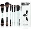 Jessup pennelli trucco, 10pz pennelli make up, 14-in-10 duo-end pennelli collezione versatilità, fondotinta polvere ombretto contorno occhi eyeliner evidenziatore fard pennello, ciano brillante T500