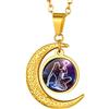Suplight Collana Donna Segno Zodiacale Acquario Collana Oro Donna Collana Donna Placcato Oro 18K Collana Donna Mezzaluna Costellazione Acquario Regalo per Donna Ragazza Natale Compleanno