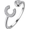 Suplight Anello con Iniziale C Anello Donna Argento 925 Anello con Iniziale Argento C Anello Regolabile Donna Anello Donna Iniziale C Anello Argento Donna con Confezione Regalo