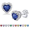Bestyle Orecchini Argento 925 Pietre Portafortuna Settembre Zaffiro Orecchini Forma Cuore Orecchini Donna, Confezione Regalo