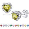 Bestyle Orecchini Argento 925 Pietre Portafortuna Agosto Peridoto Orecchini Forma Cuore Orecchini Donna, Confezione Regalo