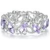EVER FAITH Braccialetti elastici per matrimonio con strass marcati per donne e ragazze, 21.5 cm, Cristallo