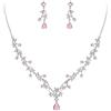 EVER FAITH Set di Gioielli per la Sposa Rotondo Goccia Zircone Fiore Cluster Vine Collana Orecchini Rosa Argento Fondo