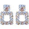 EVER FAITH Orecchini pendenti quadrati con strass, orecchini a buco con dichiarazione geometrica di cristalli austriaci Azzurro