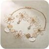 EVER FAITH Set di gioielli da donna con fiori dorati, vintage, bohémien, grandi fiori cachi, collana con ciondolo e orecchini, set per matrimonio, ballo di fine anno, vacanze estive, ipoallergenico