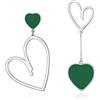 EVER FAITH Orecchini spaiati da donna, asimmetrici Cuore Pendente a goccia, Regina dei Cuori, a Verde Argento Fondo