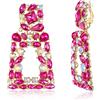 EVER FAITH Orecchini a clip rettangolari per Donne, Brillanti Cristalli di Strass Dichiarazione Geometrica non a perno Fucsia