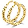 Bestyle Orecchini Donna Oro a Cerchio Attorcigliati in Acciaio Inossidabile Orecchini Donna Cerchio Intrecciato 40mm Placcato Oro Confezione Regalo