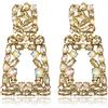 EVER FAITH Orecchini a pendente rettangolari per Donne Ragazze, di dichiarazione geometrica con cristalli di strass scintillanti Colore Oro Marrone