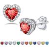 Bestyle Orecchini Argento 925, Orecchini Rubino Pietre Luglio, Forma Cuore Donna, Confezione Regalo