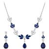 EVER FAITH Set di Gioielli da Sposa Scintillante Goccia Fiore Blu CZ Bianco Placcato Oro di Orecchini per Donne Damigella d'Onore