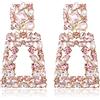 EVER FAITH Orecchini a forma di rettangolo per Donne Ragazze, di dichiarazione geometrica con cristalli di strass scintillanti Oro rosa