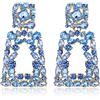 EVER FAITH Orecchini a pendente rettangolari per Donne Ragazze, di dichiarazione geometrica con cristalli di strass scintillanti Blu Mare