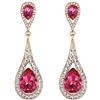 EVER FAITH Orecchini donna,EVER FAITH Cristallo austriaco Elegante doppio lacrima Orecchino trafitto pendente Fucsia Oro-fondo