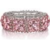 EVER FAITH Bracciale elastico da donna rotondo cristallo austriaco elegante sposa, Cristallo