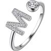 Suplight Anello con Iniziale M Anello Argento 925 Donna Anello Iniziale M Anello Donna Regolabile Anello Donna Lettera M Fedina Donna Fedina Argento con Confezione Regalo