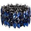 EVER FAITH Braccialetto Donna, Elasticità Bracciale Navy Blu Marquise Cristallo Art Deco Mano Catena da Sposa Gioielli Nero-Fondo