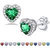 Bestyle Orecchini Argento 925 Smeraldo Verde Cuore Donna - Confezione Regalo