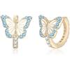 EVER FAITH Orecchini a farfalla per ragazze, ipoallergenici colorati zirconi carini animali huggie orecchini ragazze piccoli a cerchio, Zirconia cubica smalto