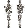 EVER FAITH Orecchini Donna Cristallo Nozze Boemo Boho Floreale Lampadario Lungo pendenti Nero Argento-fondo