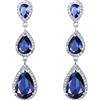 EVER FAITH Pietra di Compleanno Maggio Sposa Gioielli 3 Goccia CZ Orecchini pendenti Blu Argento-fondo