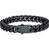 Bestyle Bracciale Uomo Nero in Acciaio Inossidabile a Catena Cubana Miami, Larghezza 9 mm, Lunghezza 21 cm, Stile Punk Hip Hop, Regalo per Uomo