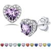 Bestyle Orecchini Donna Ametista Argento 925 Pietre Portafortuna Febbraio Orecchini Forma Cuore, Confezione Regalo