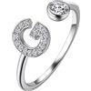 Suplight Anello con Iniziale G Argento 925 Regolabile Anello Donna Lettera G con Pietra - Confezione Regalo