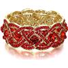 EVER FAITH Cristalli Austriaci Bigiotteria Art Deco Elastico Bracciale Rosso Oro-Fondo