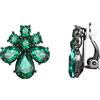 EVER FAITH Goccia Orecchini a clip per donne ragazze, strass Cristallo Fiore a verde