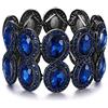 EVER FAITH Braccialetto Donna, Rhinestone Cristallo Art Deco Sposa Nozze Elastico Elasticità Bracciale Blu Nero-Fondo