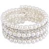 EVER FAITH Braccialetto Donna, Cristallo Austriaco Sposa Strato Crema Colore Avorio Perla simulata Trasparente