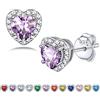 Bestyle Orecchini Argento 925 Pietre Portafortuna Giugno Alessandrite Orecchini Forma Cuore Orecchini Donna, Confezione Regalo
