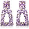 EVER FAITH Orecchini a clip rettangolari da donna con strass scintillanti geometrici, orecchini a su blu, Cristallo