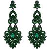EVER FAITH Orecchini Donna Cristallo Nozze Vintage Stile Floreale Foglia Lampadario pendenti Verde Nero-fondo