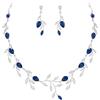 EVER FAITH Goccia Matrimonio Sposa Gioielli Set per Le spose Scintillante Blu CZ Pera Settembre Birthstone Collana Orecchini