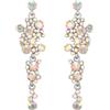 EVER FAITH Orecchini Donna Cristallo Nozze Boemo Boho Floreale Lampadario Lungo pendenti Trasparente AB Argento-fondo
