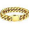 Bestyle Bracciale Uomo Oro in Acciaio Inossidabile a Catena Cubana Miami Stile Punk Hip Hop, Larghezza 12 mm, Lunghezza 23 cm, Regalo per Uomo