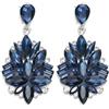 EVER FAITH Orecchini da sposa con cristalli di strass, per costume da sposa, per feste, lampadari da sposa, colore blu placcato argento