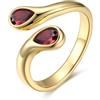 Bestyle Anello Donna Regolabile a Goccia con Pietre Portafortuna dei 12 Mesi Rosso Granato Colore Oro Regalo per Fidanzamento Anniversario
